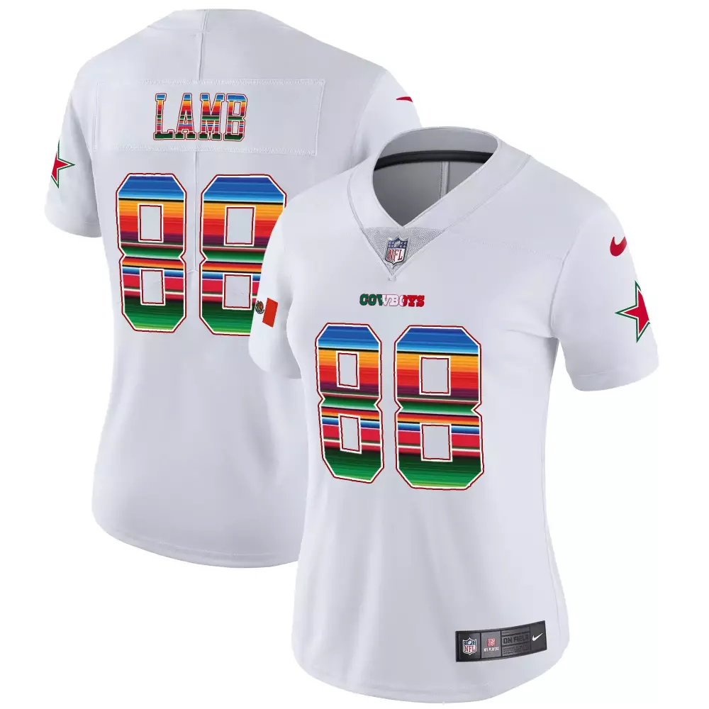 ceedee lamb white womens dallas cowboys 2023 nfc east champions patch vapor jersey all stitched