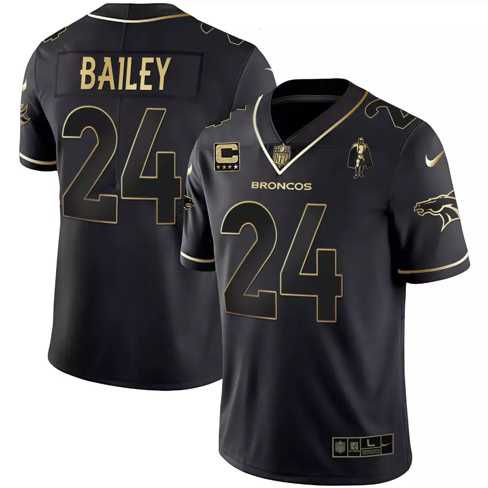 Champ Bailey Black Gold Women's Denver Broncos White Gold Jersey | Stitched Fan Gear | For Men, Women & Youth