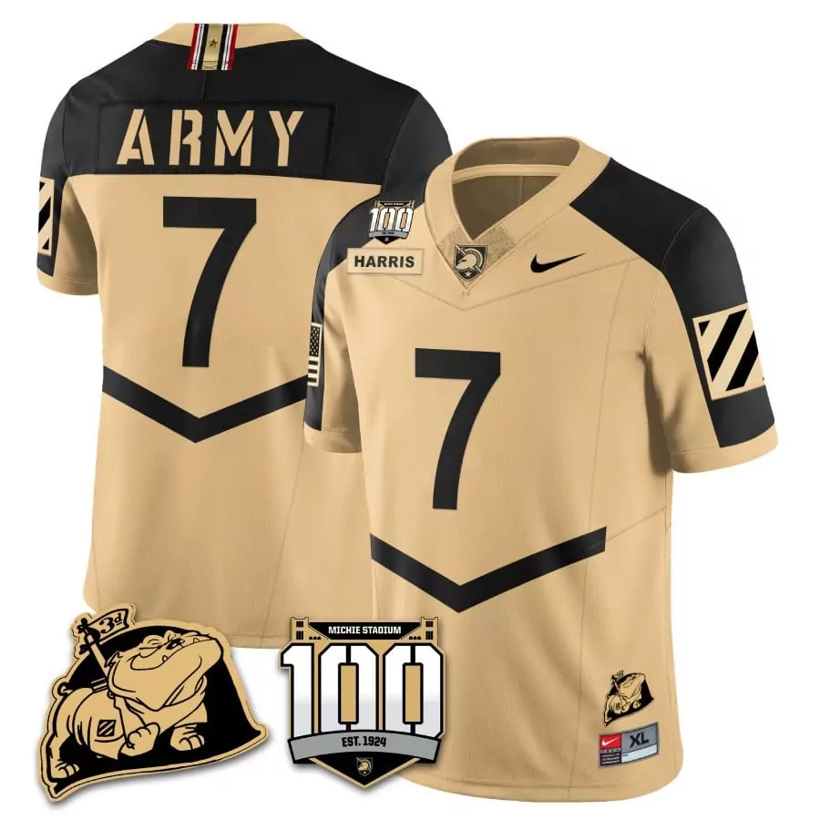 champ harris gold alternate mens army black knights 100th anniversary patch vapor jersey all stitched