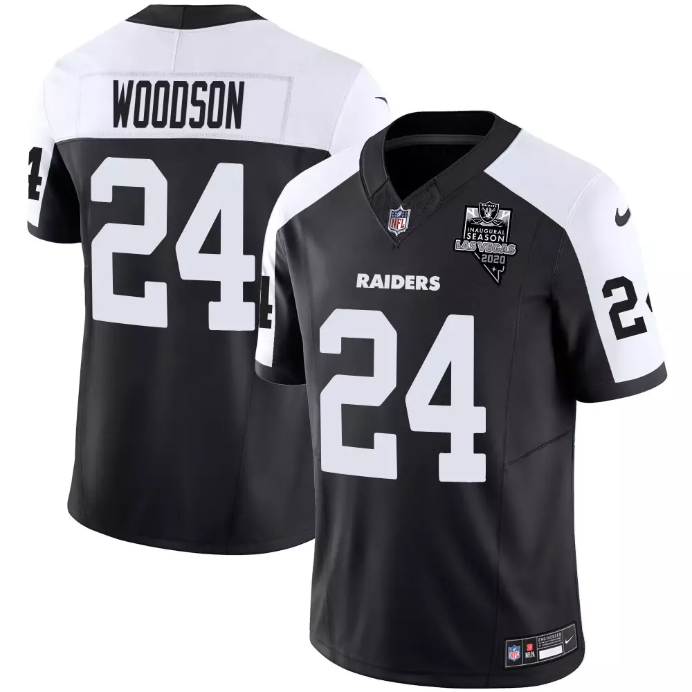 Charles Woodson Las Vegas Raiders Inaugural Season Patch Gold Split Jersey | All Stitched | Women's Fan Gear | For Women