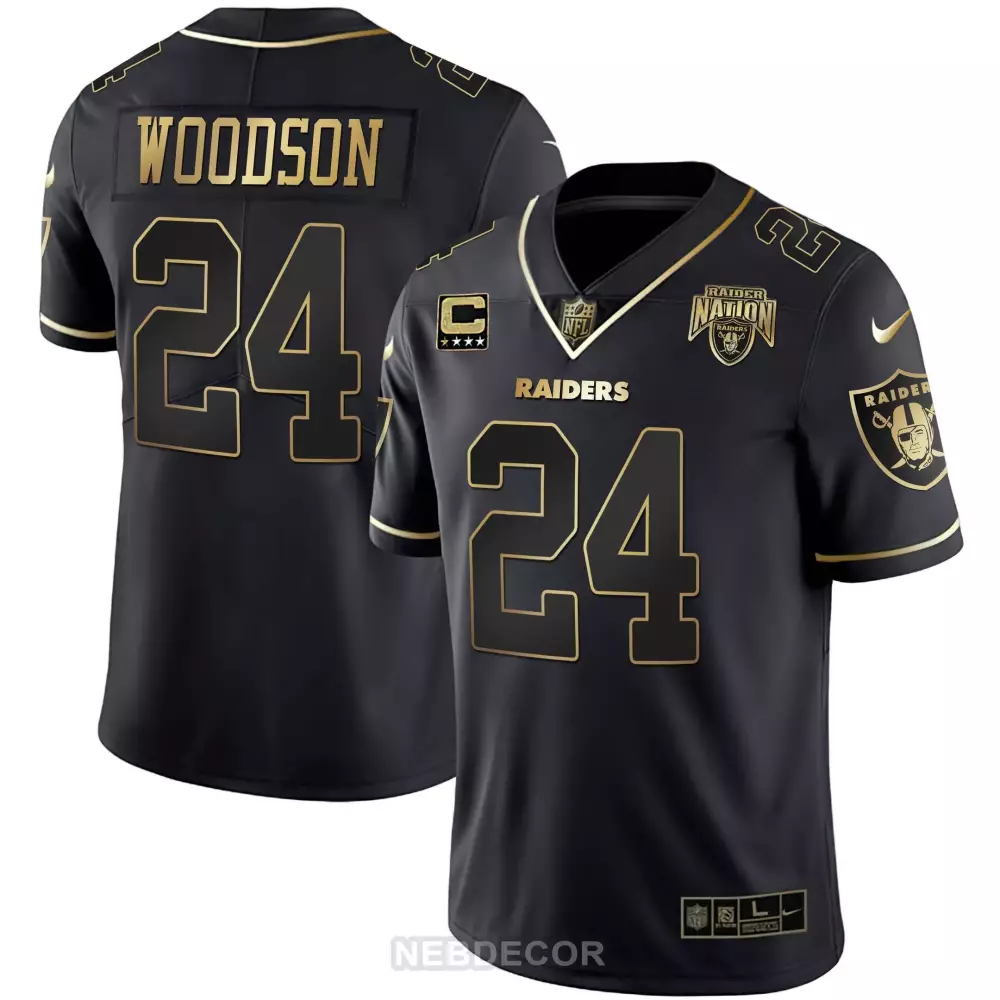 Charles Woodson Raiders Black Gold Jersey | All Stitched Fan Gear | For Men, Women & Youth