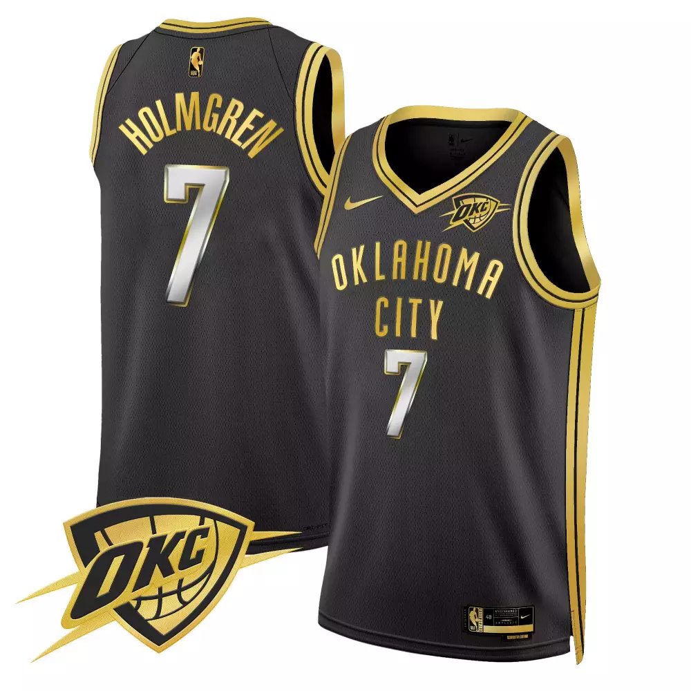 chet holmgren black gold mens oklahoma city thunder swingman jersey v2 all stitched