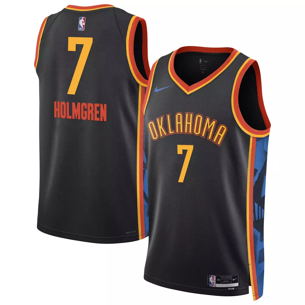 chet holmgren black gold mens oklahoma city thunder swingman jersey v2 all stitched