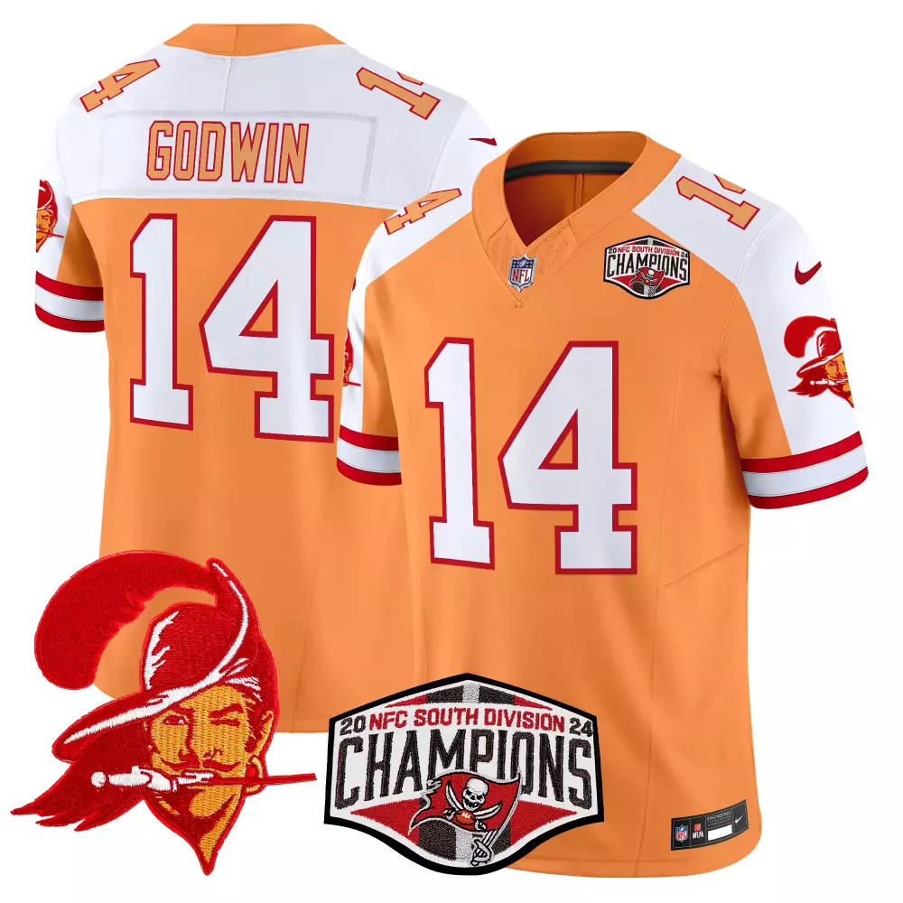 chris godwin creamsicle alternate mens tampa bay buccaneers creamsicle 2024 nfc south division champions patch vapor lim
