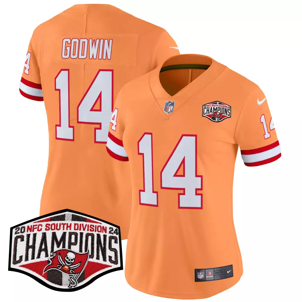 chris godwin creamsicle womens tampa bay buccaneers creamsicle 2024 nfc south division champions patch vapor limited jer