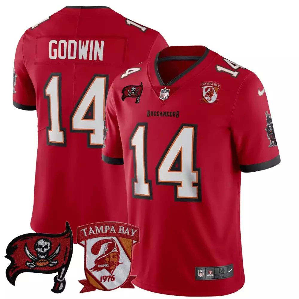 chris godwin red mens tampa bay buccaneers logo patch jersey all stitched 1
