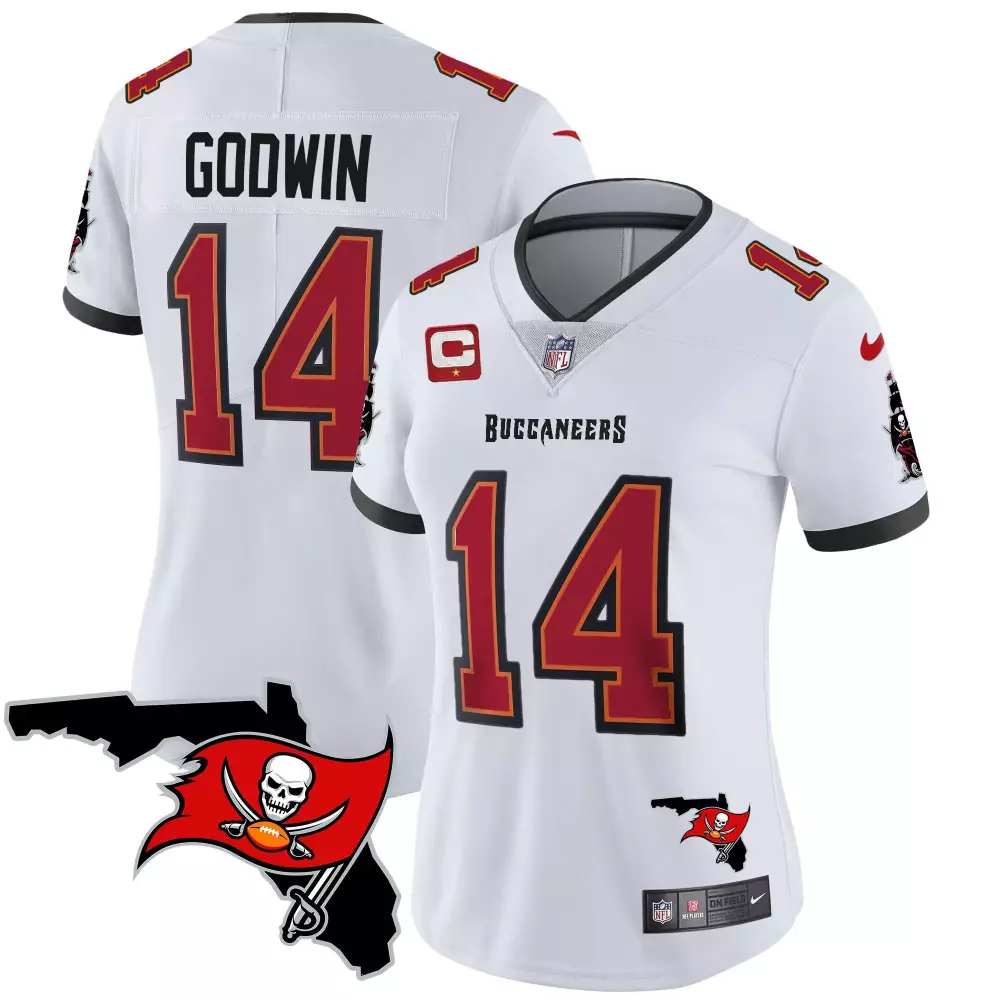 chris godwin white womens tampa bay buccaneers florida patch vapor limited jersey all stitched