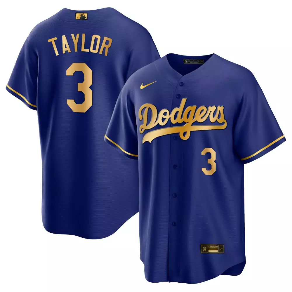 chris taylor cool black royal mens los angeles dodgers royal gold world series 2020 patch jersey all stitched