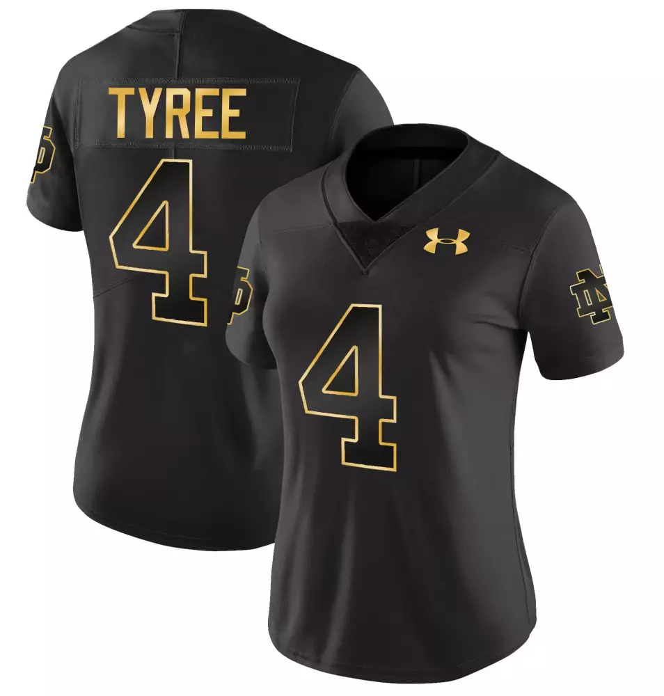 chris tyree black gold womens notre dame fighting irish gold vapor limited jersey all stitched