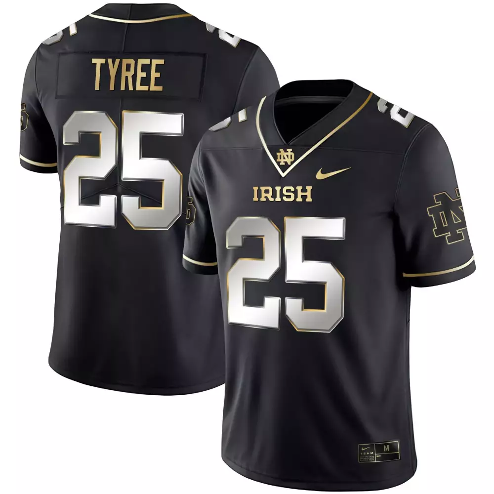chris tyree black gold womens notre dame fighting irish gold vapor limited jersey all stitched