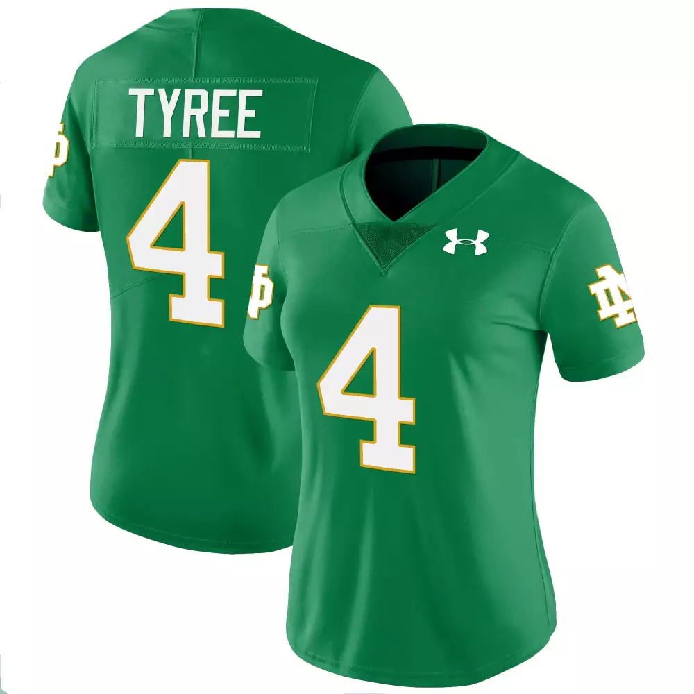 chris tyree kelly green womens notre dame fighting irish vapor limited jersey all stitched