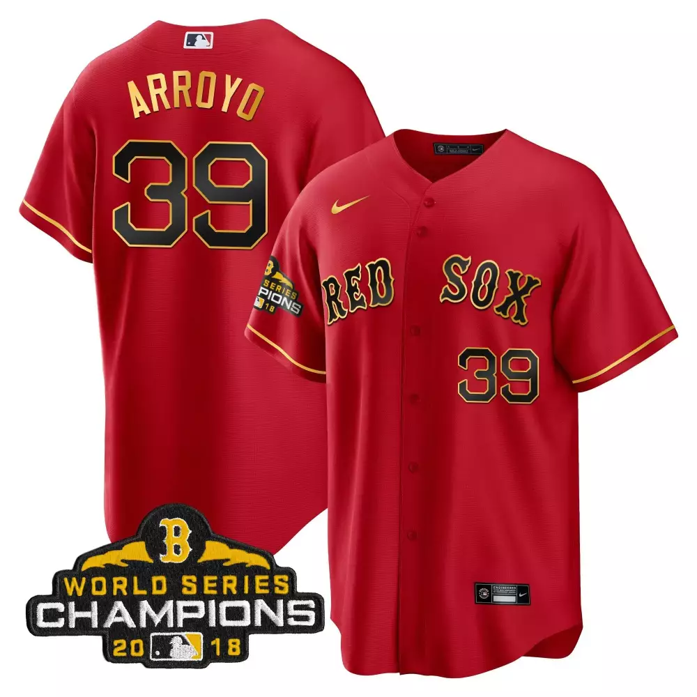christian arroyo cool navy men boston red sox world series champion 2018 gold jersey all stitched