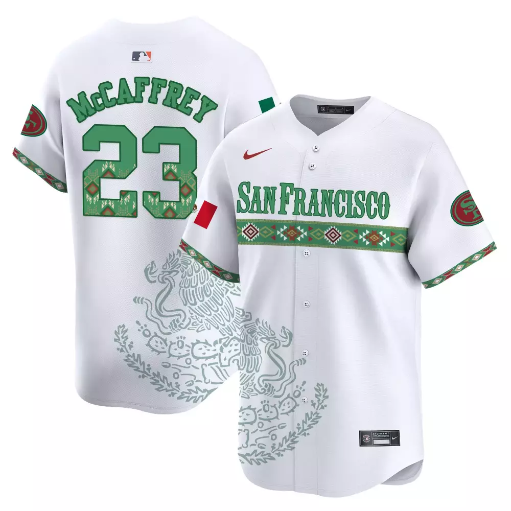 christian mccaffrey white gold mens san francisco 49ers faithful super bowl lviii patch vapor jersey v2 all stitched