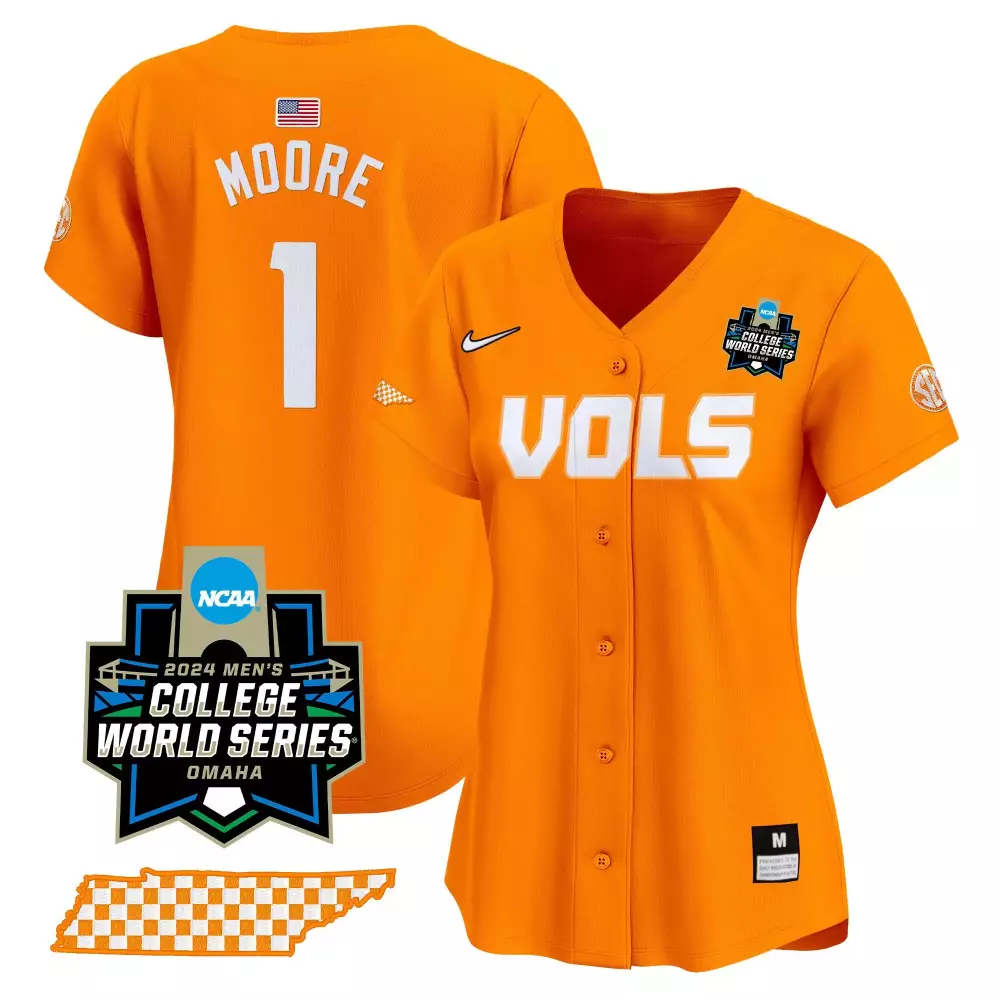 Christian Moore Orange Women's Tennessee Volunteers 2024 College World Series Vapor Premier Limited Jersey | All Stitched | Fan Gear for Men, Women & Youth