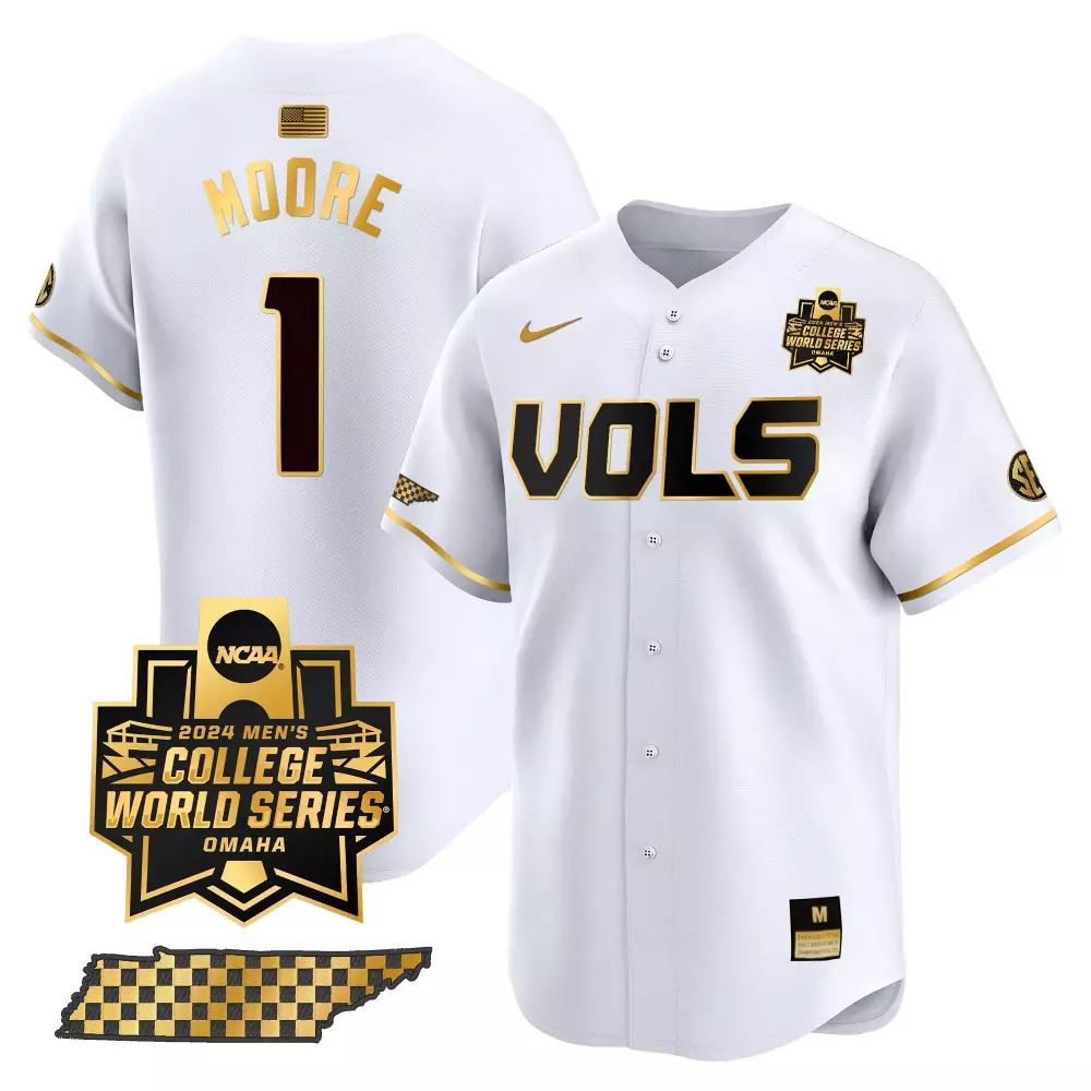 Drew Beam Tennessee Volunteers 2024 Champions Jersey | White Gold Vapor Premier | Limited Edition Fan Gear for Men, Women & Youth
