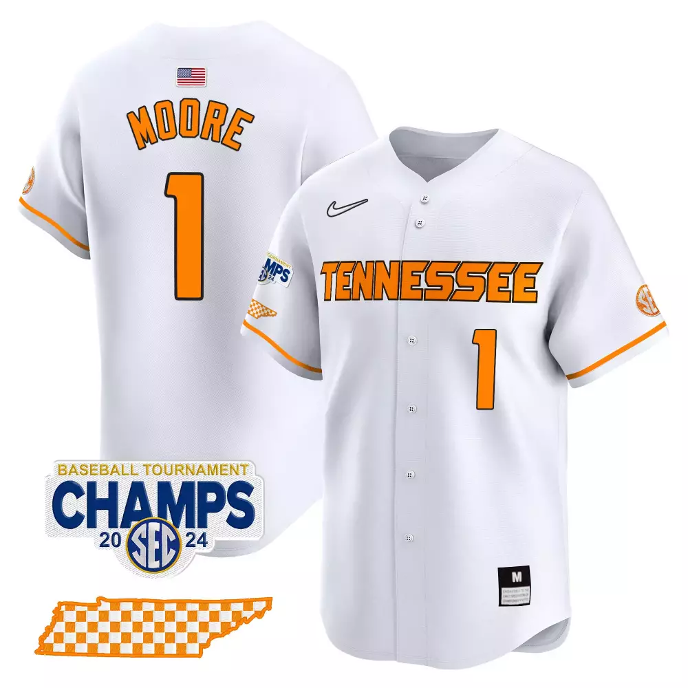Christian Moore White Men's Tennessee Volunteers 2024 College World Series Vapor Premier Limited Jersey | All Stitched | Game Day Outfit for Men, Women & Youth