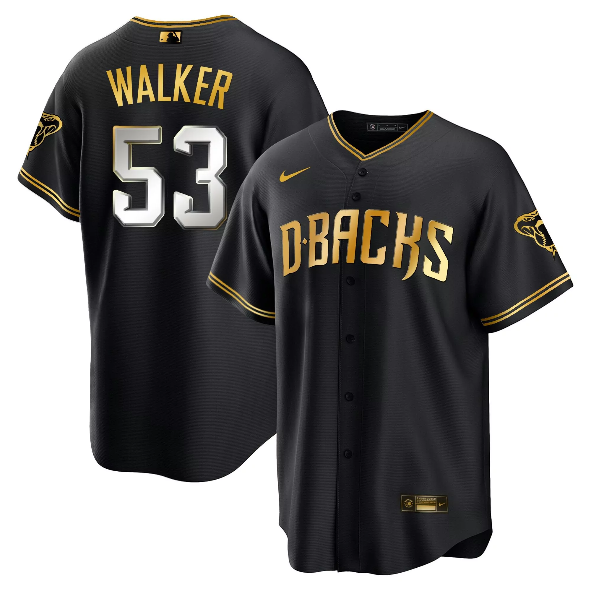 christian walker black limited mens arizona diamondbacks 2023 world series cool base gold jersey all stitched