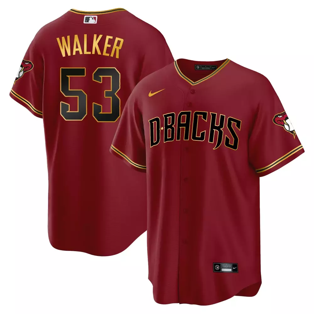 christian walker crimson gold mens arizona diamondbacks 2023 world series cool base gold jersey v2 all stitched