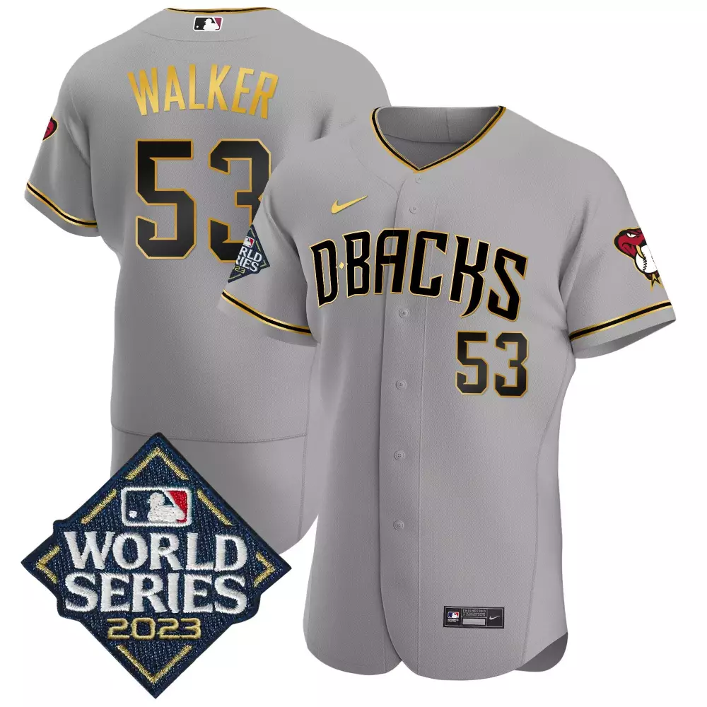 christian walker gray gold mens arizona diamondbacks 2023 world series flex base gold jersey all stitched