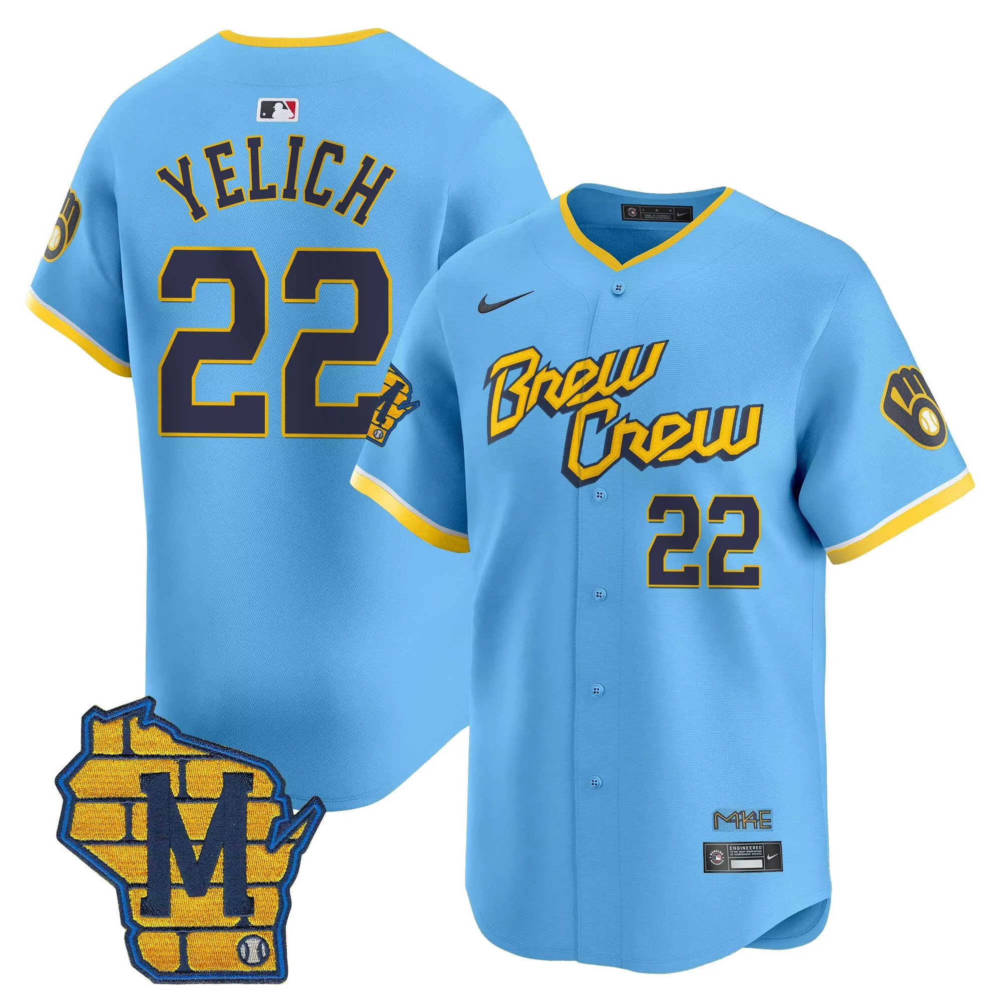 brice turang youth milwaukee brewers 2024 independence day vapor premier limited jersey all stitched