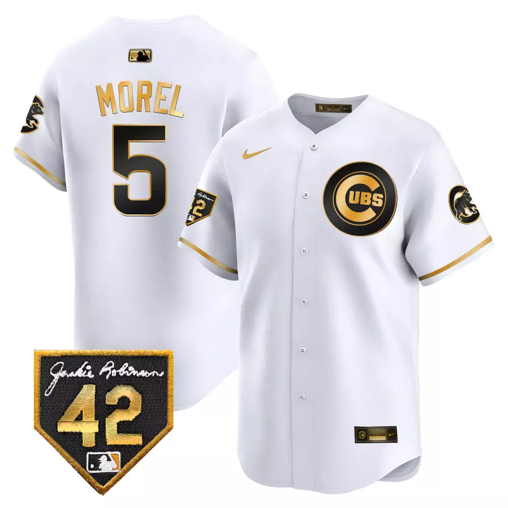 Christopher Morel Cubs 2024 Jackie Robinson Patch Jersey | Stitched White Gold Limited Edition | For Men, Women & Youth