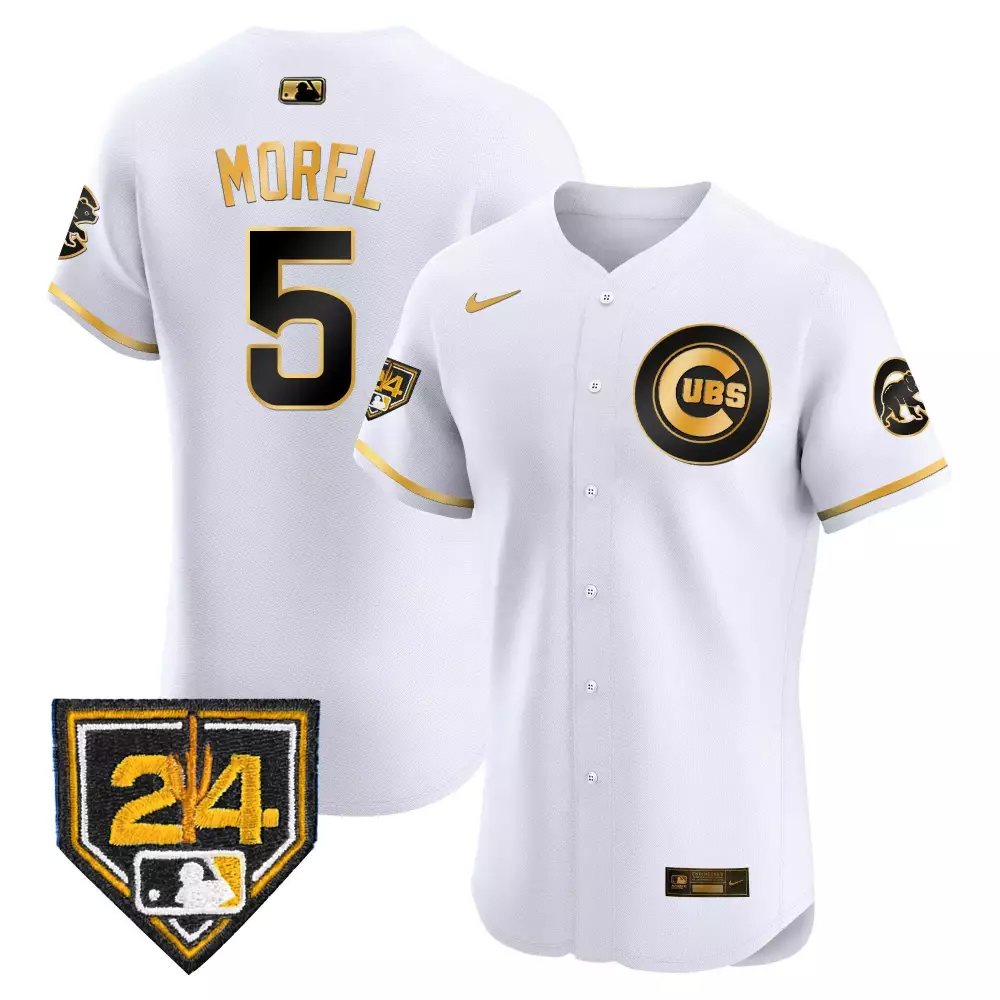 Christopher Morel Cubs 2024 Jackie Robinson Patch Jersey | Stitched White Gold Limited Edition | For Men, Women & Youth