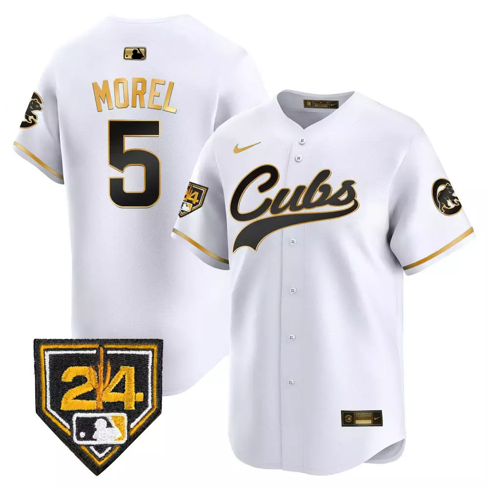 Christopher Morel Cubs 2024 Jackie Robinson Patch Jersey | Stitched White Gold Limited Edition | For Men, Women & Youth