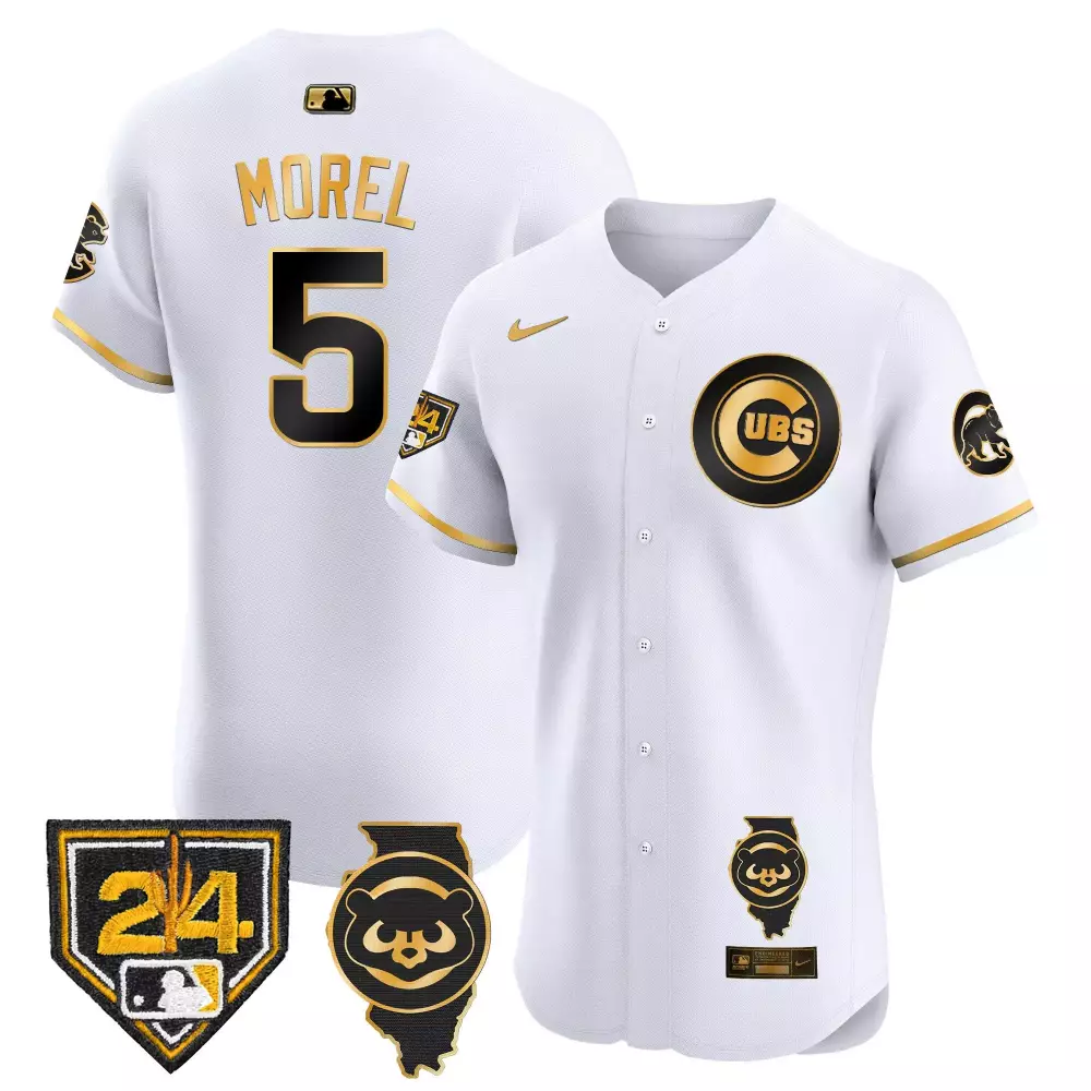 Christopher Morel Cubs Spring Training Elite Jersey | Stitched White Gold Fan Gear | For Men, Women & Youth