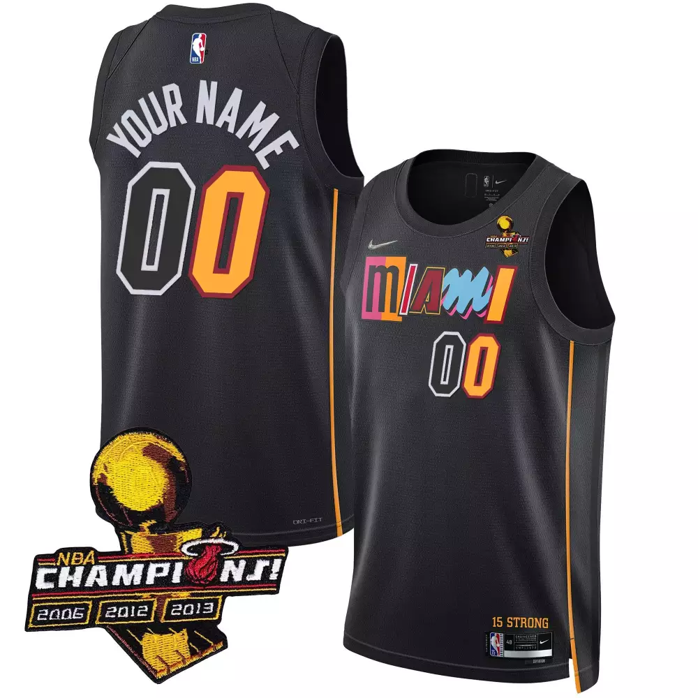 city black men miami heat 3time champions patch collection custom jersey all stitched