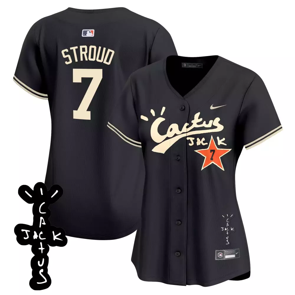 cj stroud black womens houston astros cactus jack patch vapor premier limited jersey v2 all stitched