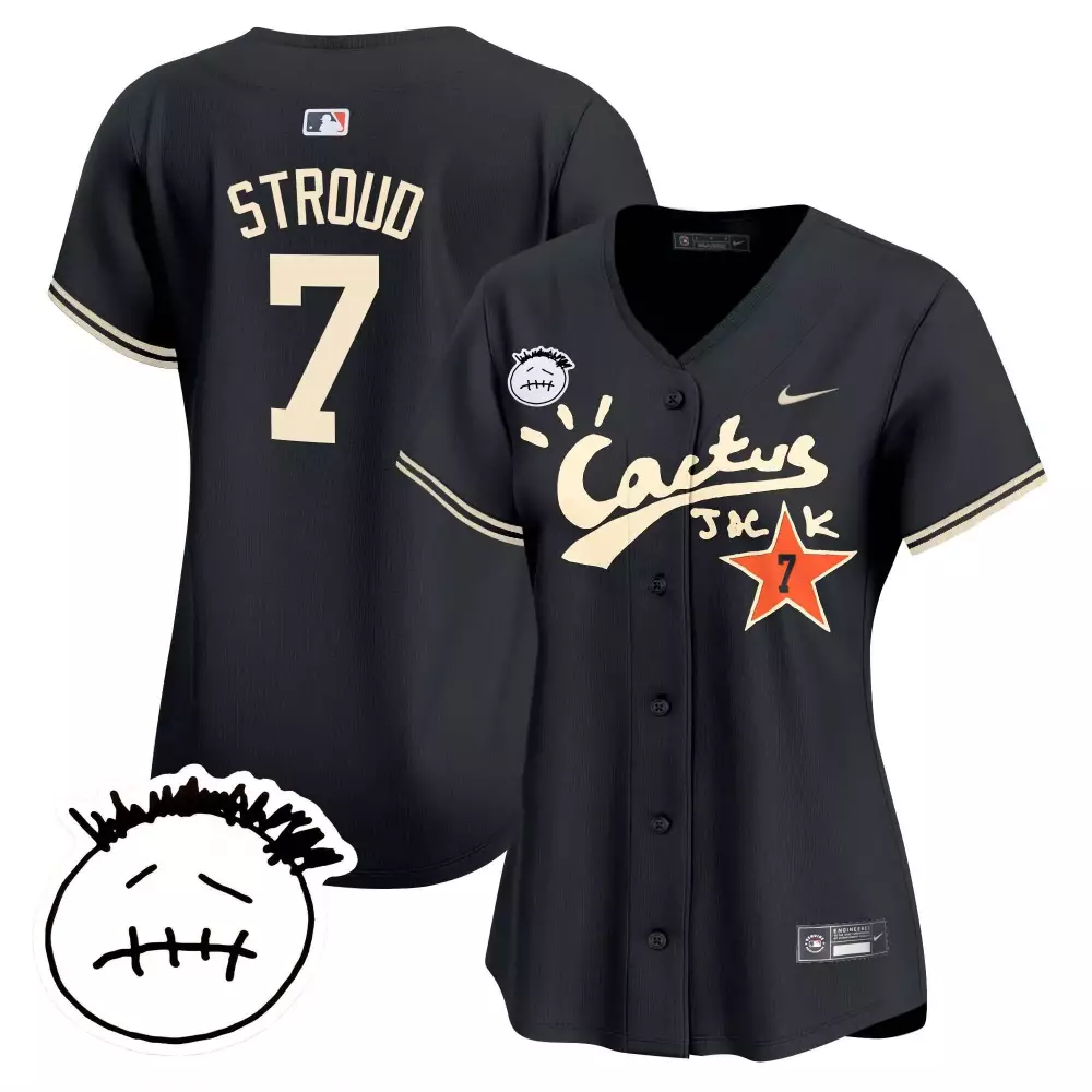 cj stroud black womens houston astros cactus jack patch vapor premier limited jersey v2 all stitched