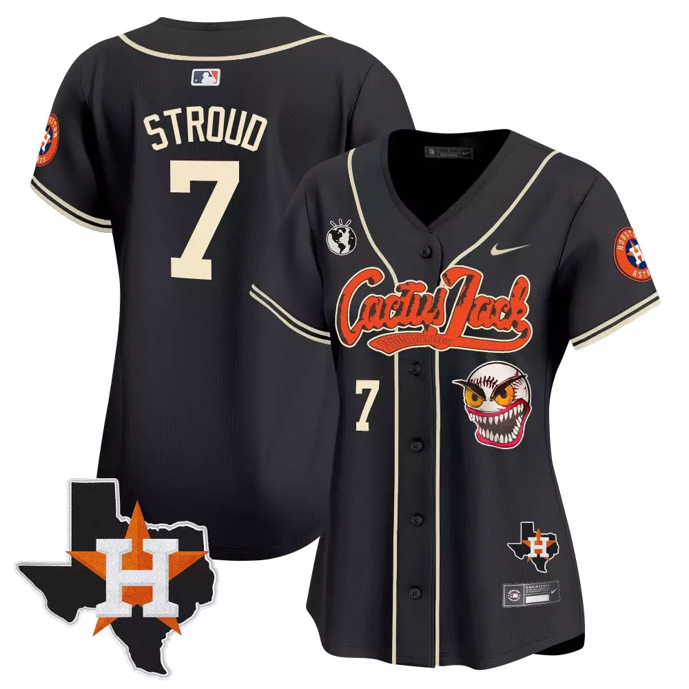 cj stroud black womens houston astros cactus jack patch vapor premier limited jersey v2 all stitched