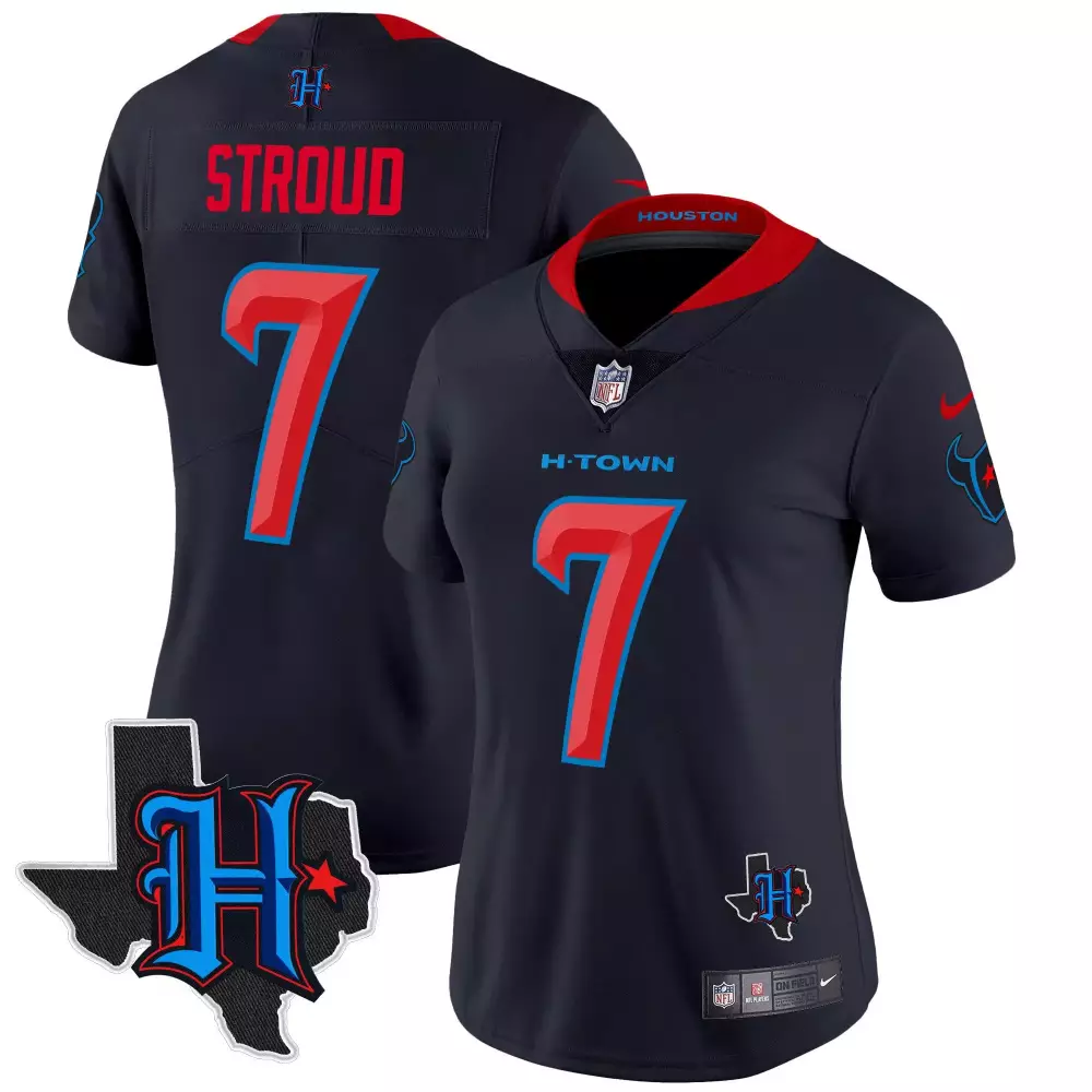 CJ Stroud Texans 2024 Women's Navy Vapor Limited Jersey | Texas Patch | For Women & Youth