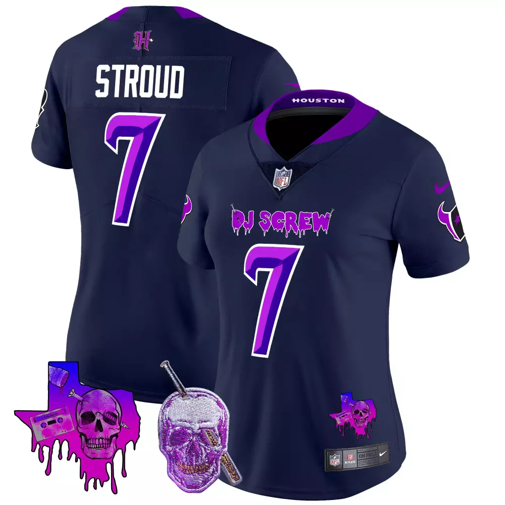 CJ Stroud Texans Women's Navy Vapor Limited Jersey | DJ Screw Edition | For Women & Youth
