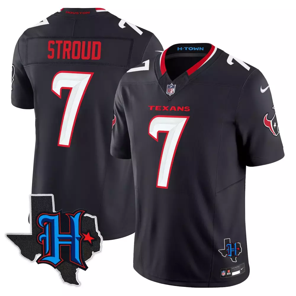 CJ Stroud Texans 2024 Navy Vapor Limited Jersey | Texas Patch | For Men, Women & Youth