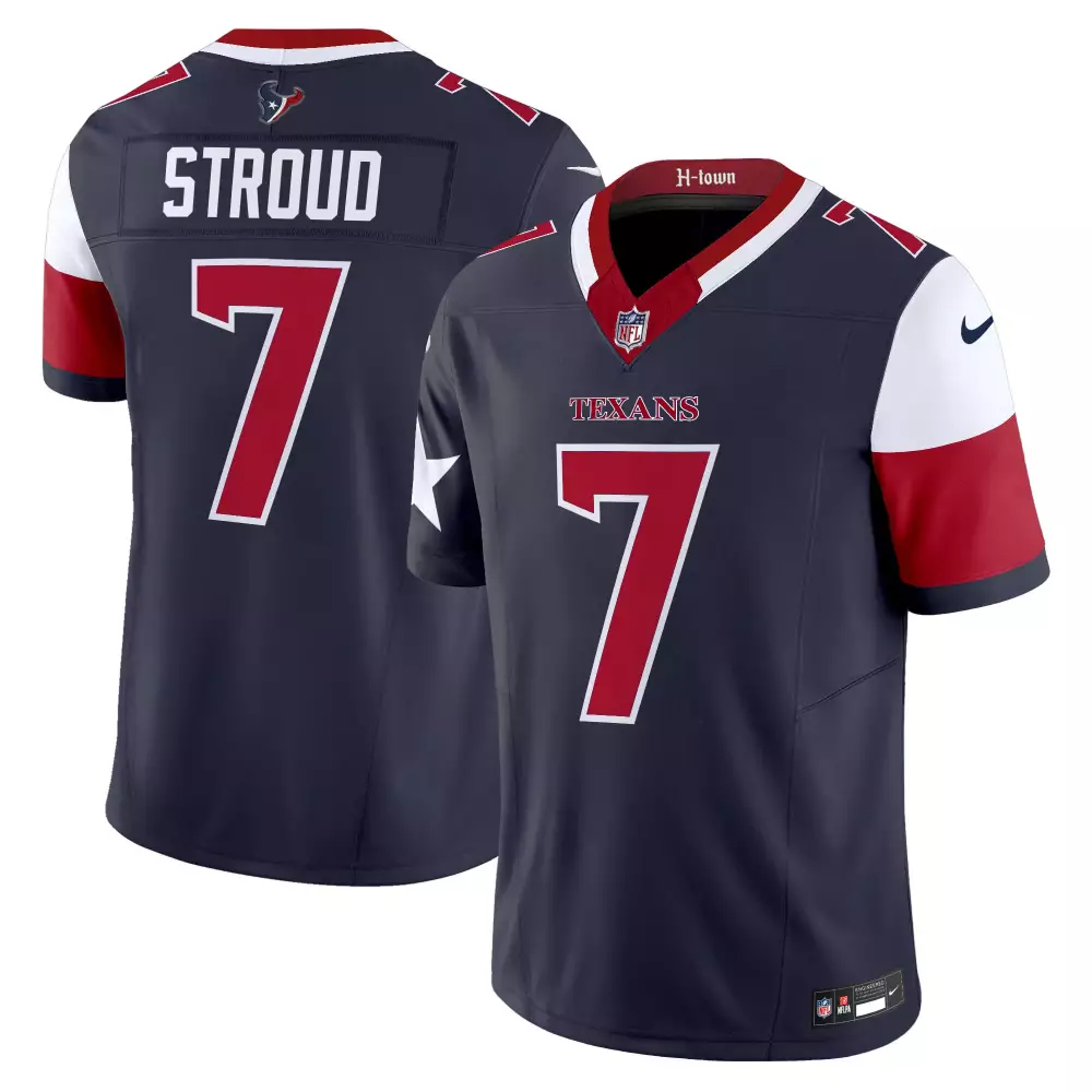 cj stroud navy mens houston texans 2024 texas patch vapor limited jersey v5 all stitched