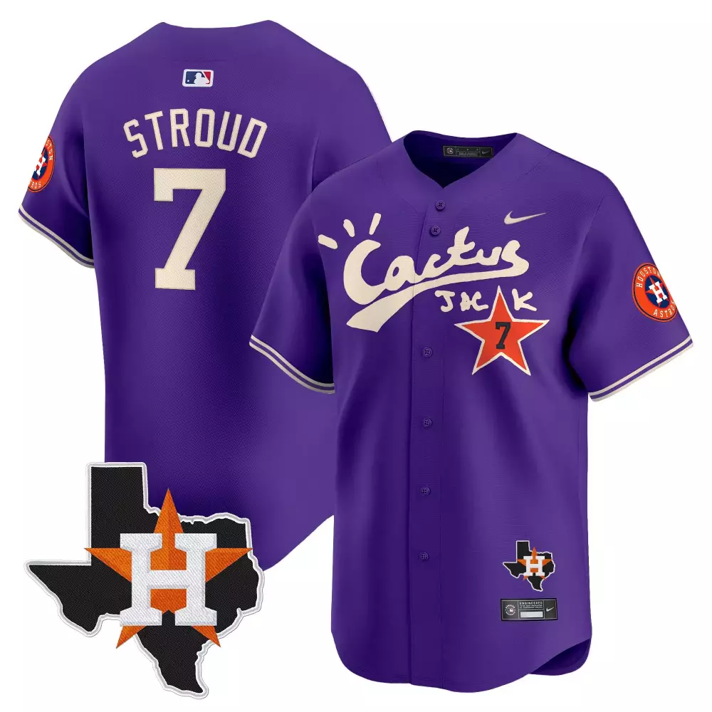 cj stroud purple mens houston astros cactus jack patch vapor premier limited jersey v11 stitched