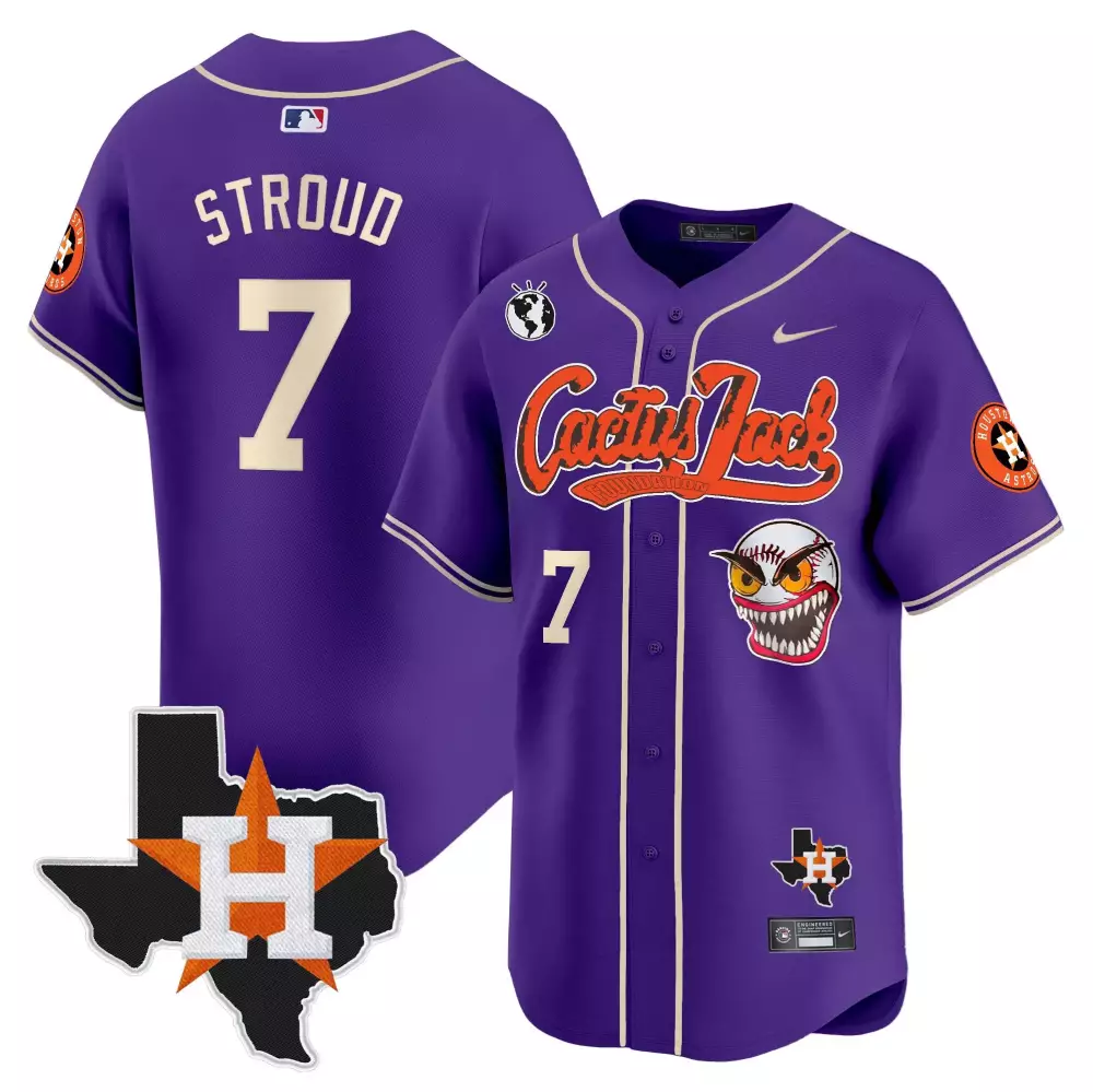 cj stroud purple mens houston astros cactus jack patch vapor premier limited jersey v11 stitched