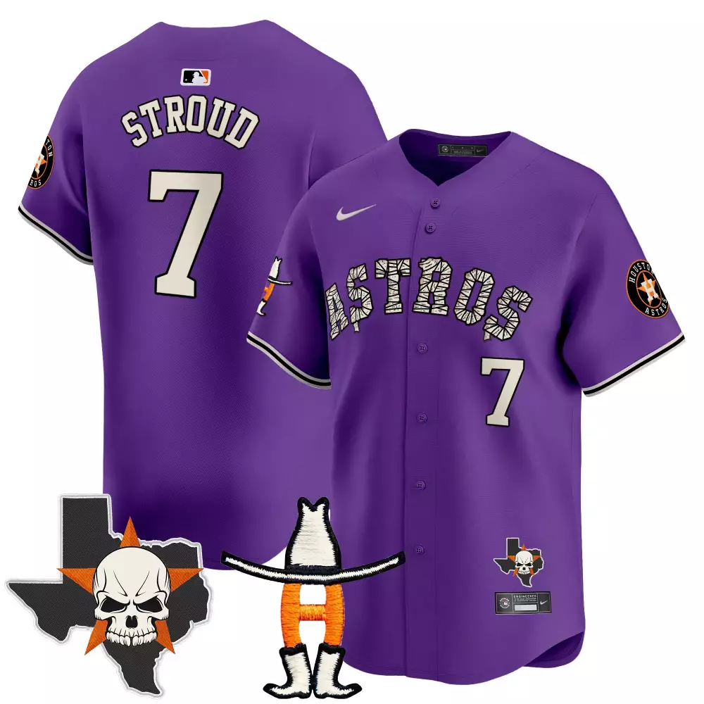 cj stroud purple mens houston astros cactus jack patch vapor premier limited jersey v11 stitched