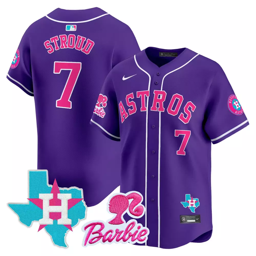 cj stroud purple unisex houston astros barbie patch vapor premier limited jersey all stitched