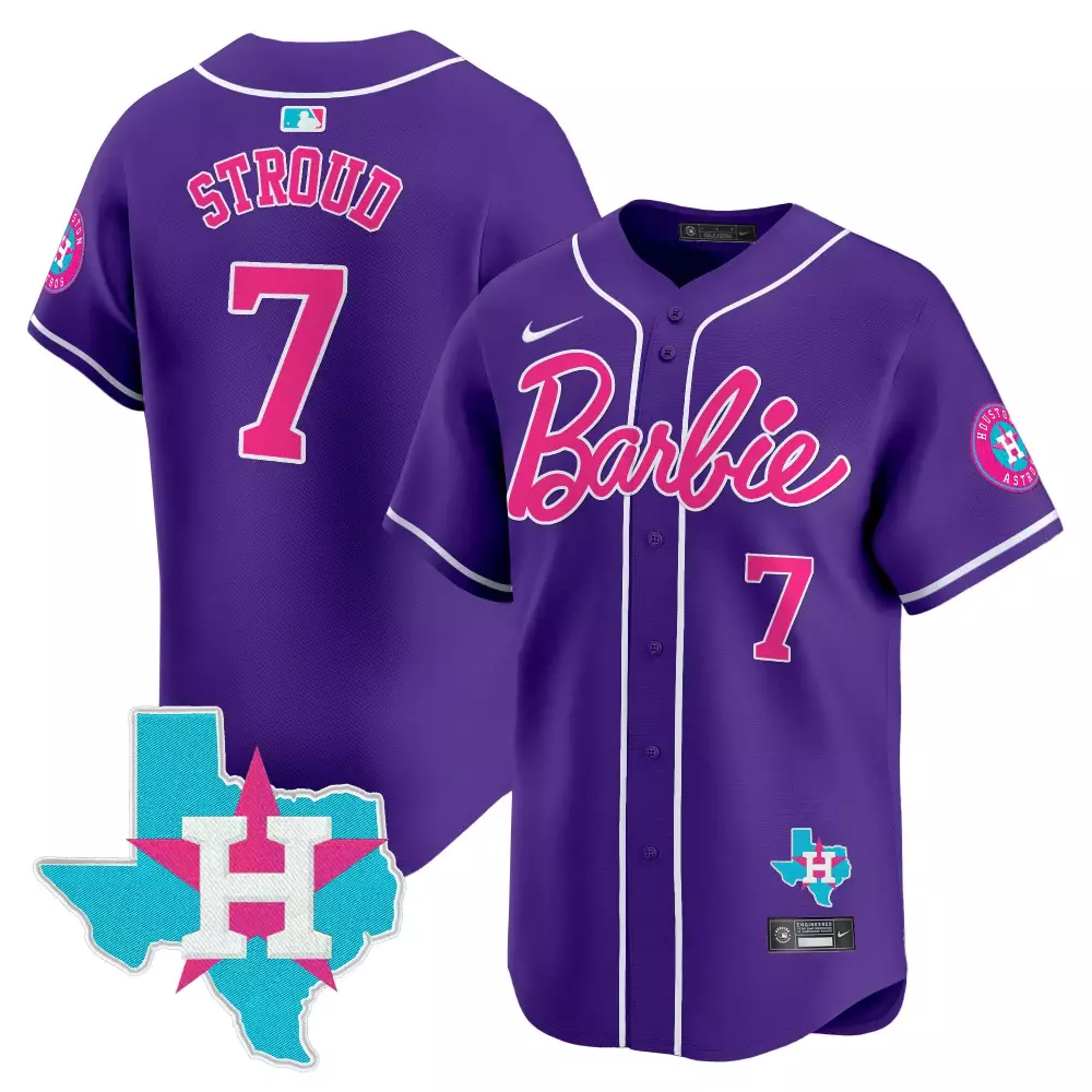 cj stroud purple unisex houston astros barbie patch vapor premier limited jersey all stitched