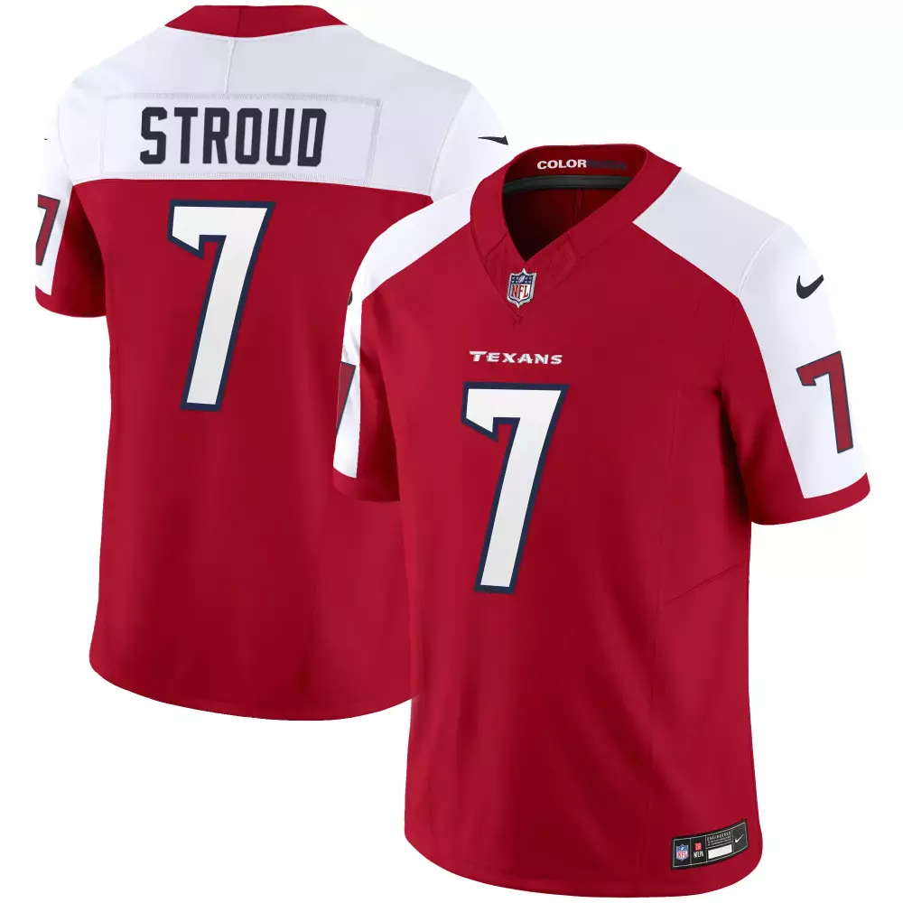 cj stroud red alternate mens houston texans 2024 texas patch vapor limited jersey all stitched