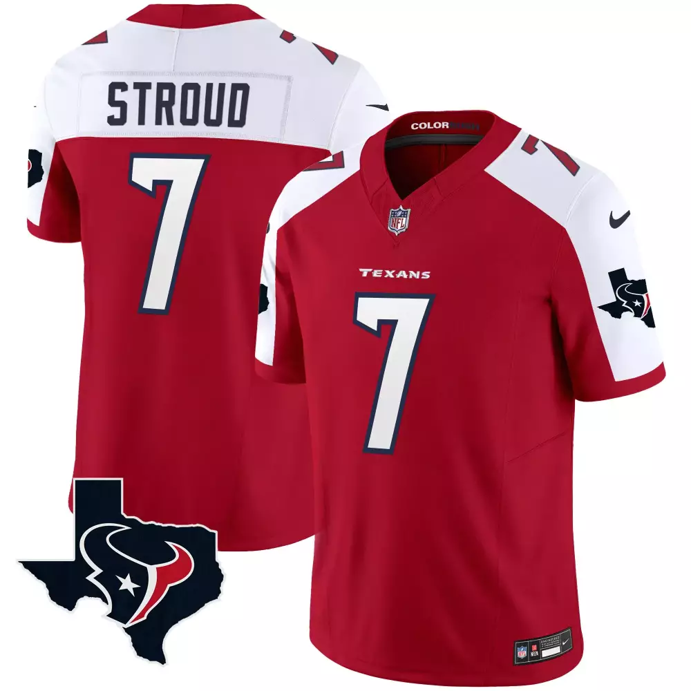 cj stroud red alternate mens houston texans 2024 texas patch vapor limited jersey all stitched
