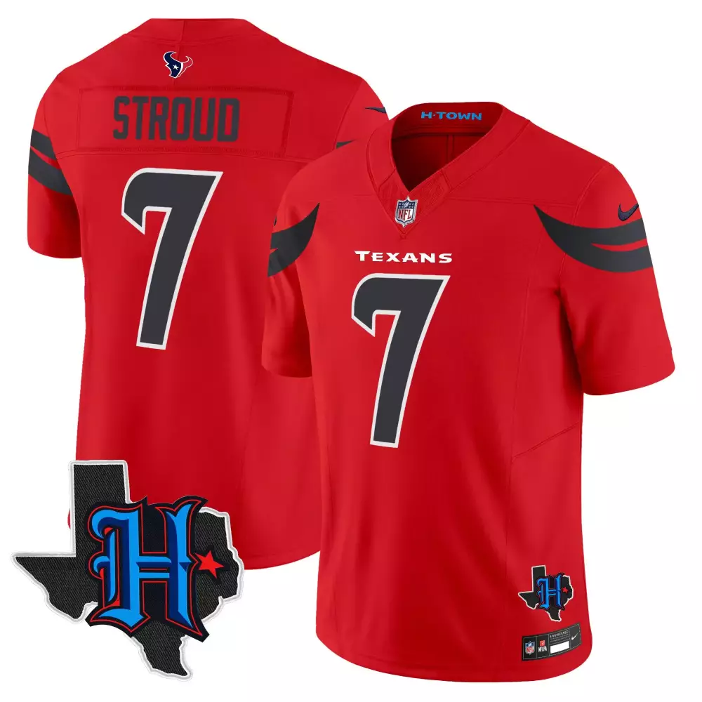 cj stroud red mens houston texans 2024 gold trim vapor limited jersey all stitched