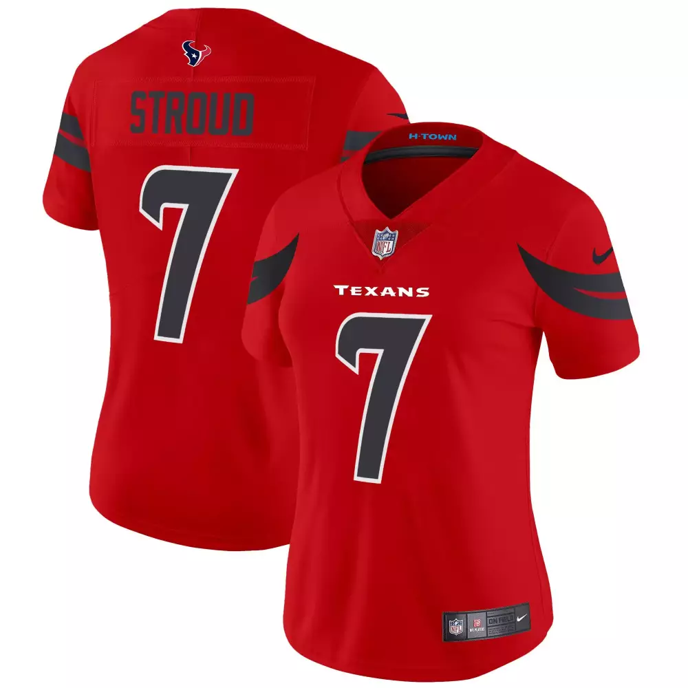cj stroud red womens houston texans 2024 texas patch vapor limited jersey all stitched