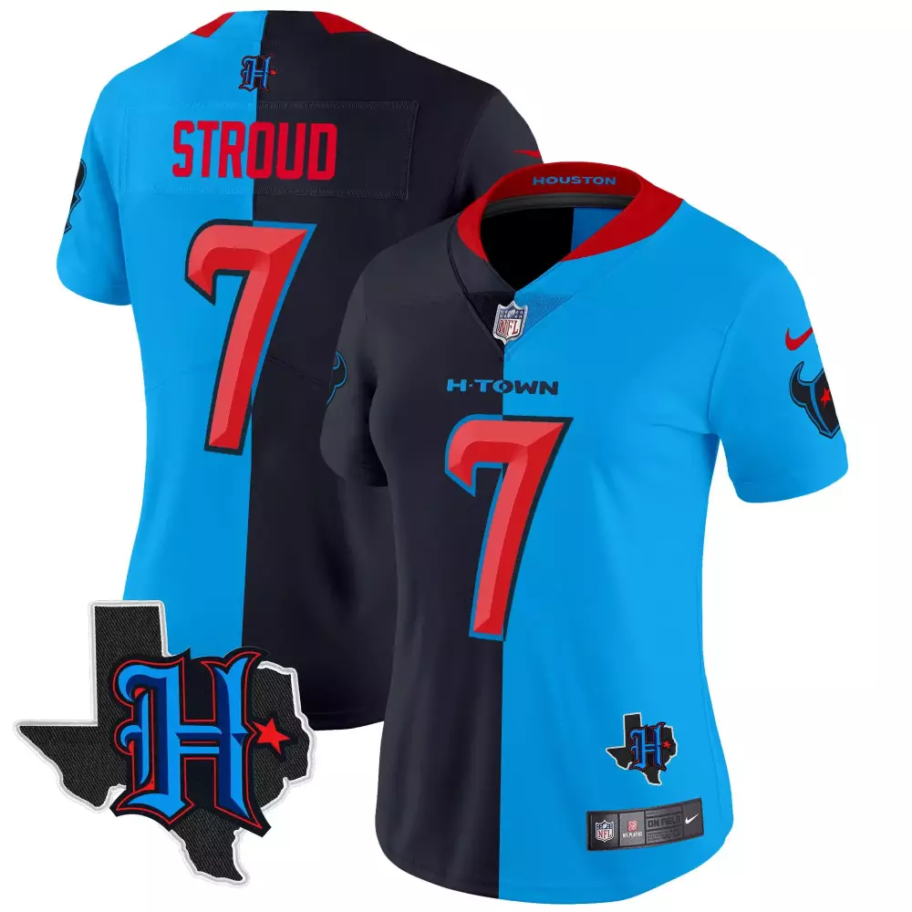 cj stroud split womens houston texans 2024 texas patch vapor limited jersey v2 all stitched
