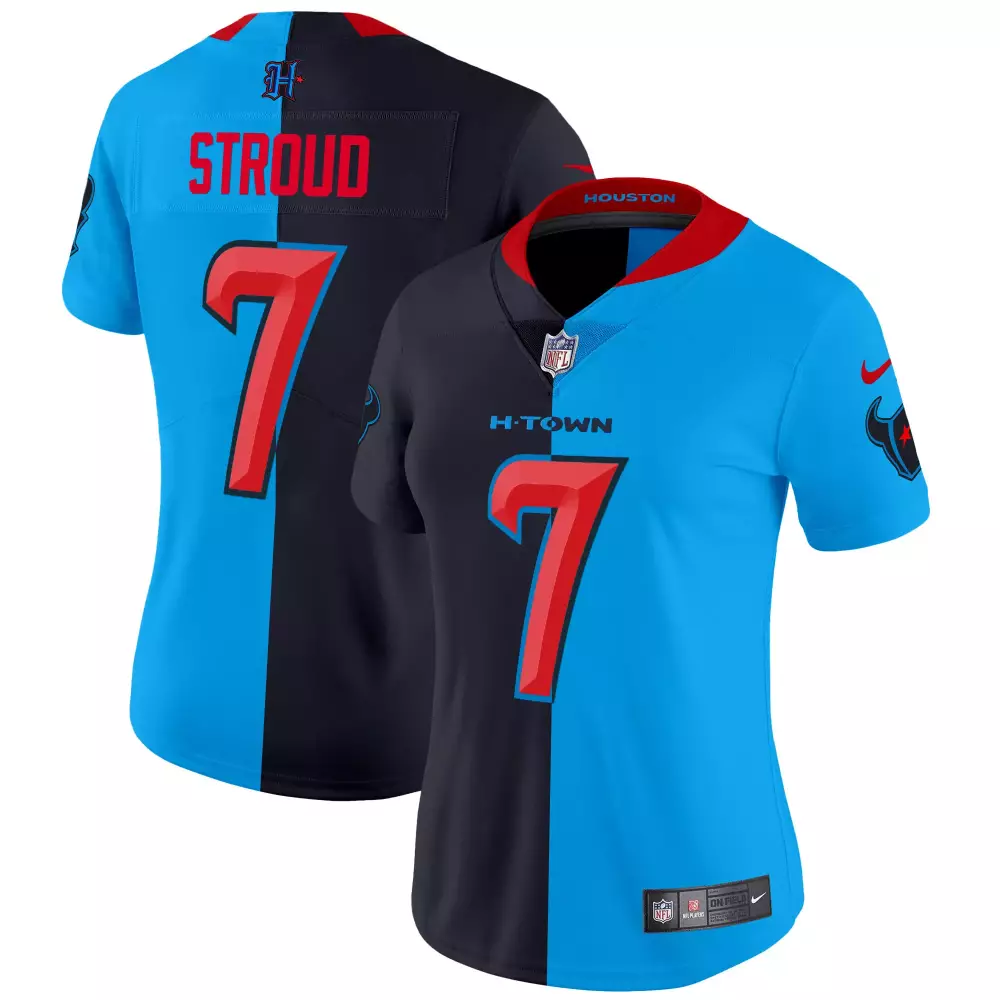 cj stroud split womens houston texans 2024 texas patch vapor limited jersey v2 all stitched
