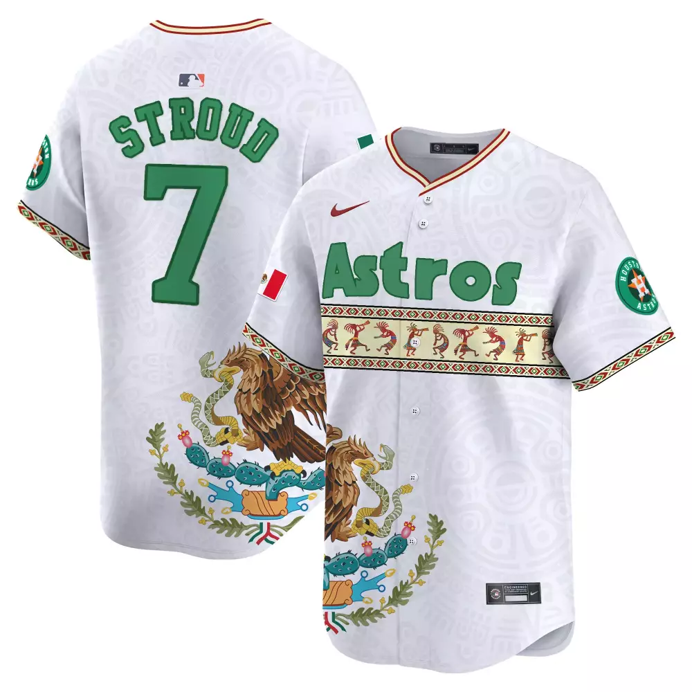 cj stroud white mens houston astros mexico aztec vapor premier limited jersey v2 printed