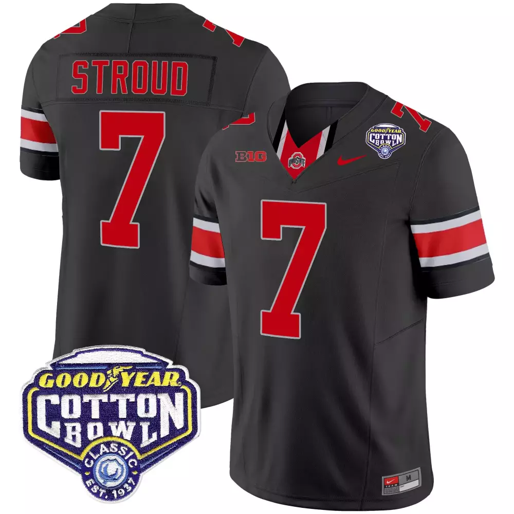 cjstroud black mens ohio state buckeyes cotton bowl patch vapor jersey all stitched