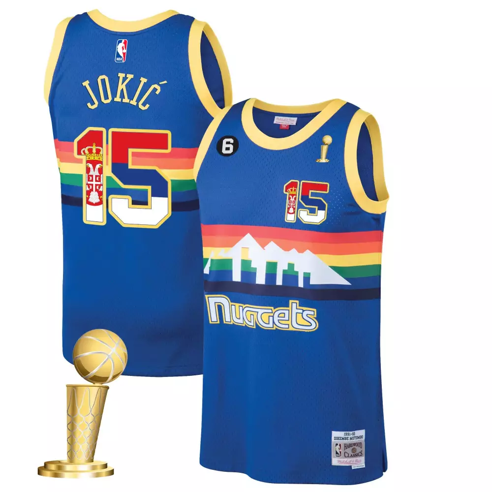 classic blue men nikola jokic denver nuggets serbia flag champions jersey all stitched